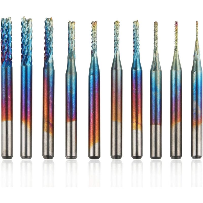 foto del prodotto zvd set di 10 frese rotanti nano blue da 10 pezzi carburo di tungsteno, set per incisione cnc