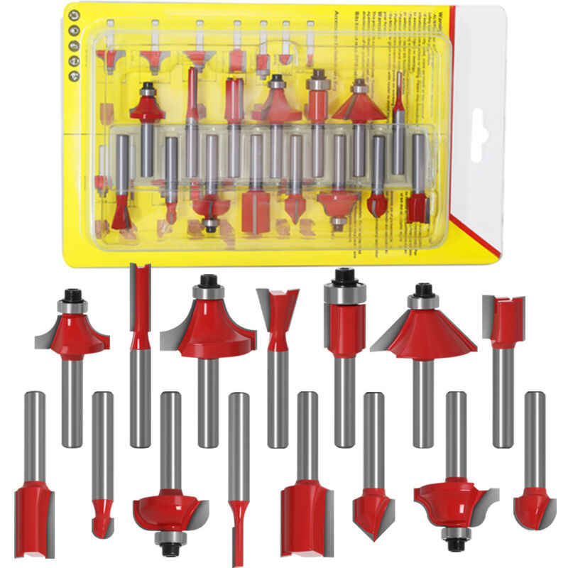 foto del prodotto zvd set di 15 punte per fresa in carburo di tungsteno kit di punte per fresa da 6,35 mm utensile per lavorazione del legno