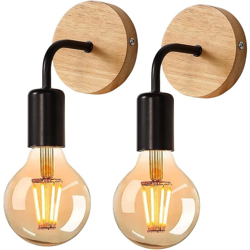 foto del prodotto zvd set di 2 applique da parete in legno industriale decorazione da parete retr lampadine non incluse 