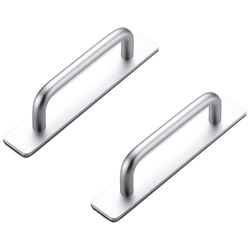 foto del prodotto zvd set di 2 maniglie adesive in alluminio per guardaroba, camera da letto, bagno, cucina 106 mm, argento 