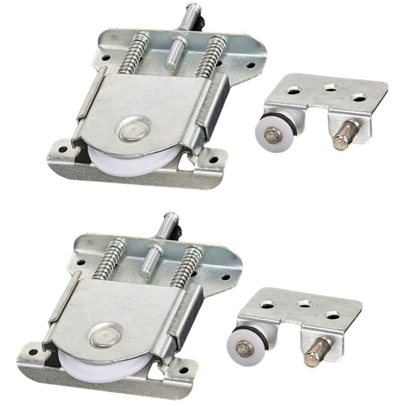 foto del prodotto zvd set di 2 parti per ante scorrevoli per armadio, ruote, rotelle, rulli, guide con ammortizzatore, portata 20 kg