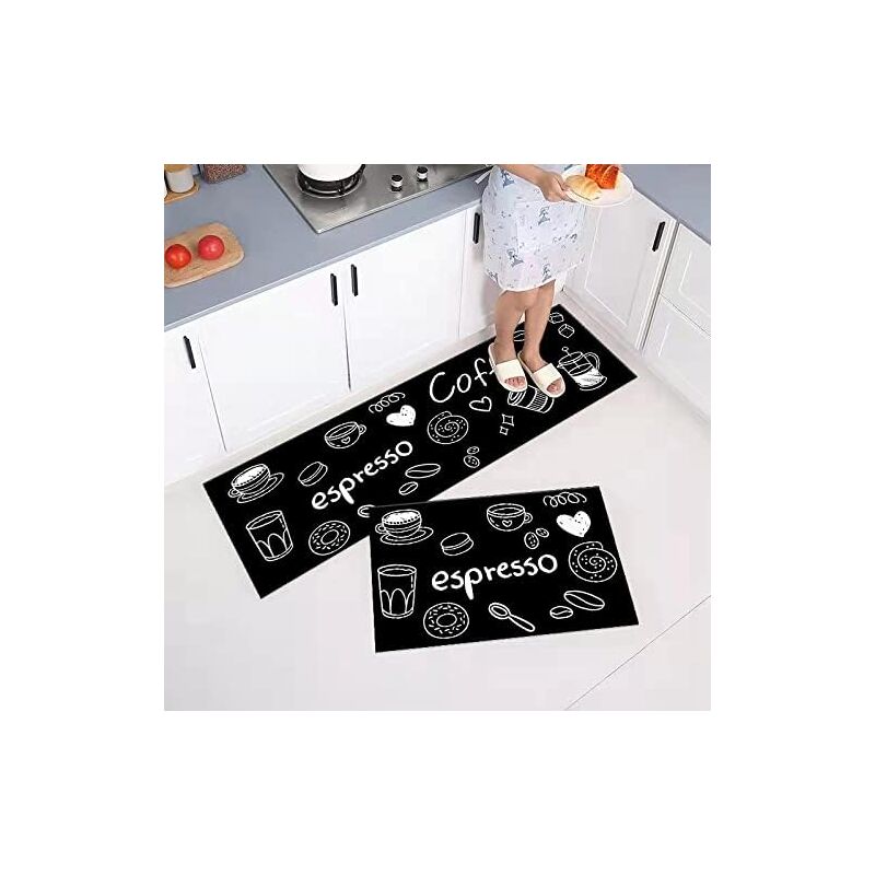 foto del prodotto zvd set di 2 tappetini da cucina antiscivolo assorbono acqua e olio, resistenti alla polvere 40x60cm 40x120cm 