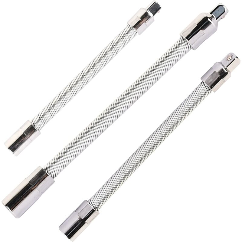 foto del prodotto zvd set di 3 prolunghe flessibili in acciaio inox argentato 1 4 3 8 1 2 