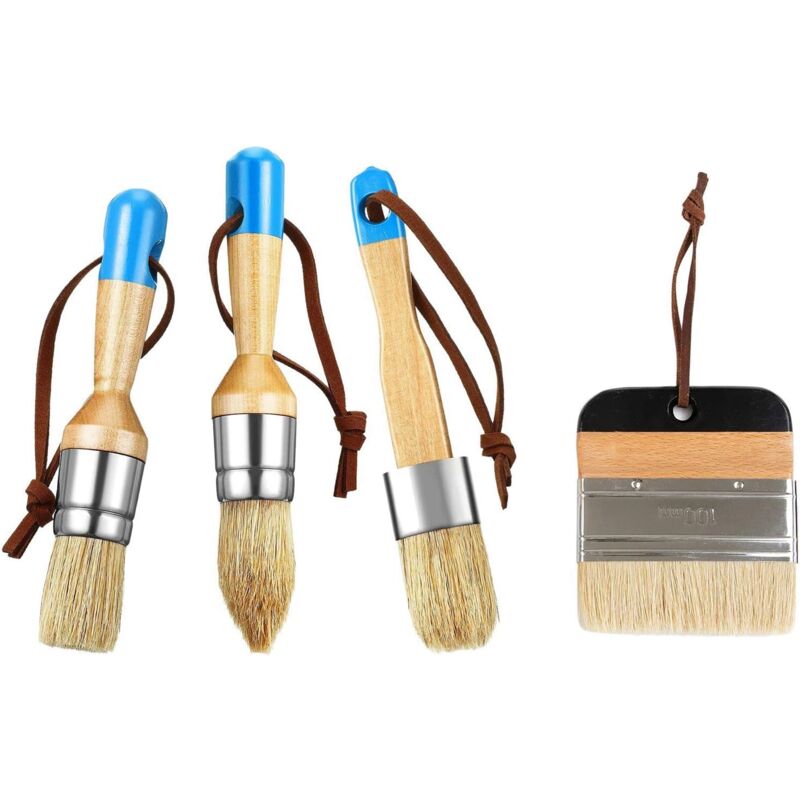 foto del prodotto zvd set di 4 pennelli per pittura a gesso e cera pennelli a setole piatte e rotonde