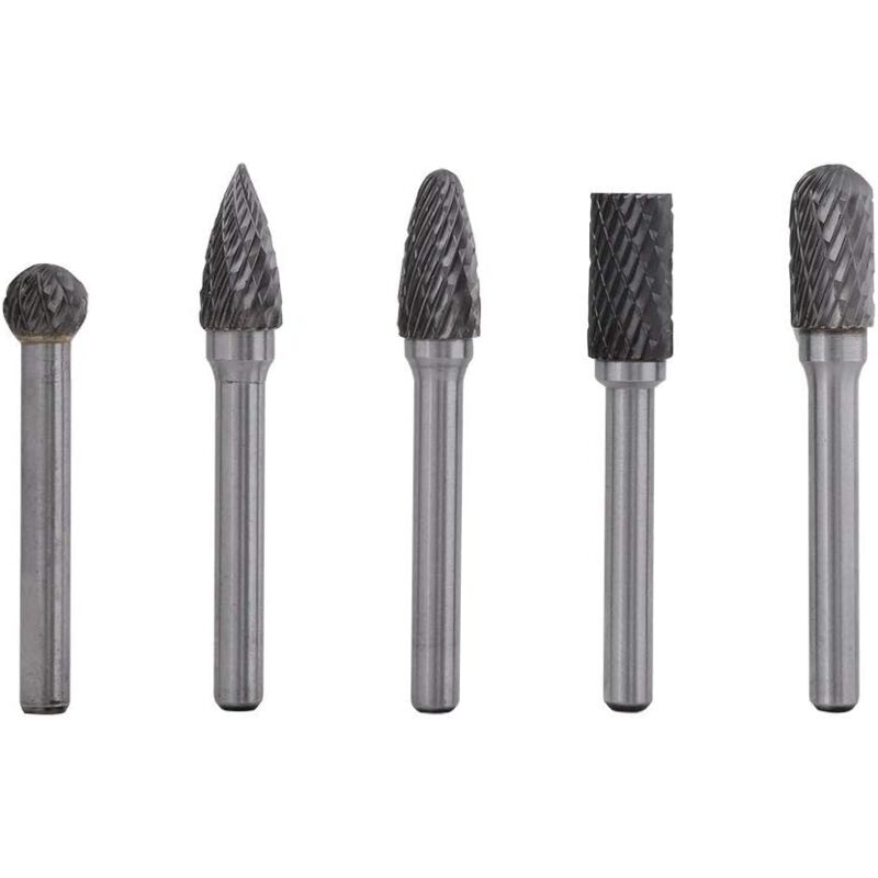 foto del prodotto zvd set di 5 frese rotanti in carburo di tungsteno gambo da 6 mm, testa da 10 mm trapano levigatrice 