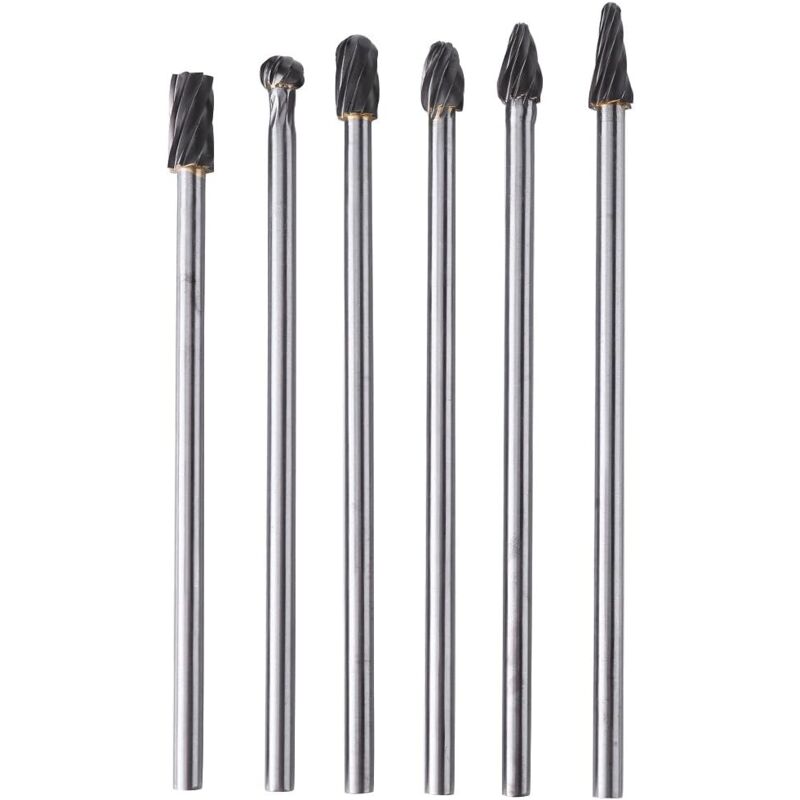 foto del prodotto zvd set di 6 frese rotanti in carburo di tungsteno gambo da 6 mm testa da 10 mm utensile dremel