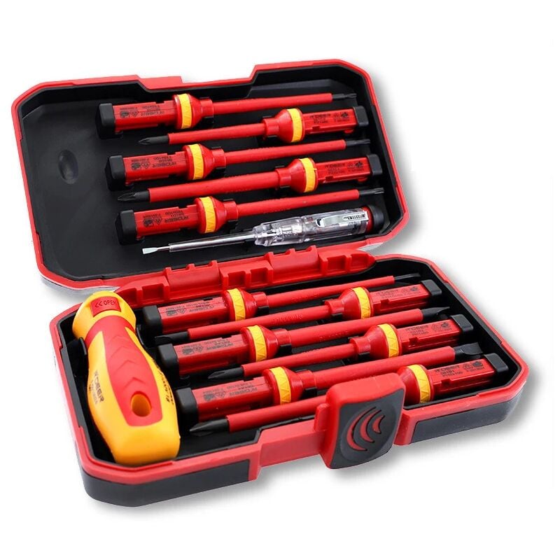 foto del prodotto zvd set di cacciaviti isolati da 1000 v punte a taglio phillips antiscivolo, utensili per riparazioni elettriche