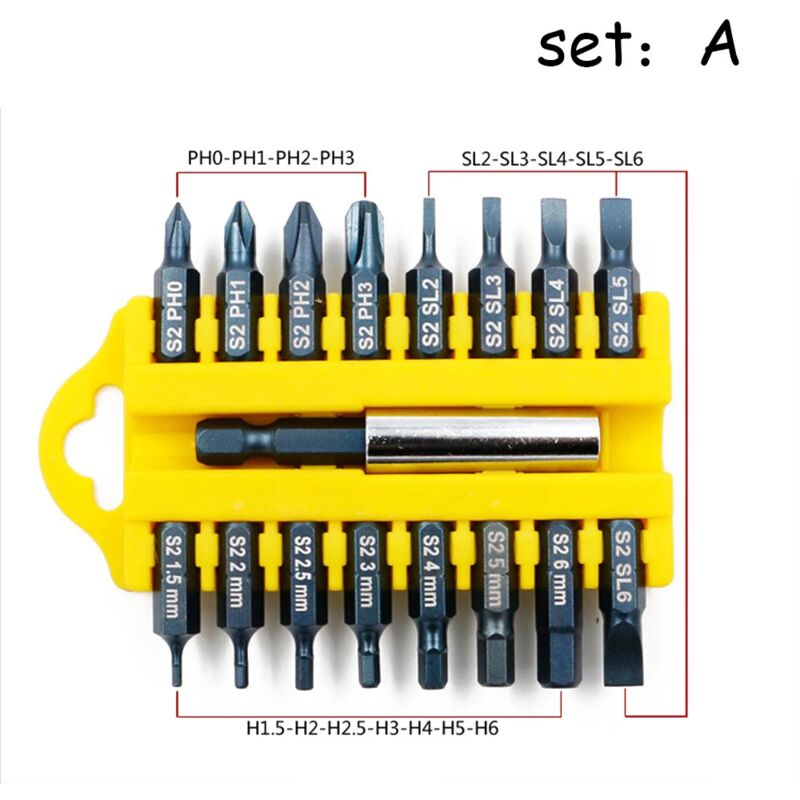 foto del prodotto zvd set di punte magnetiche per cacciavite elettrico 17 pezzi a croce e a brugola
