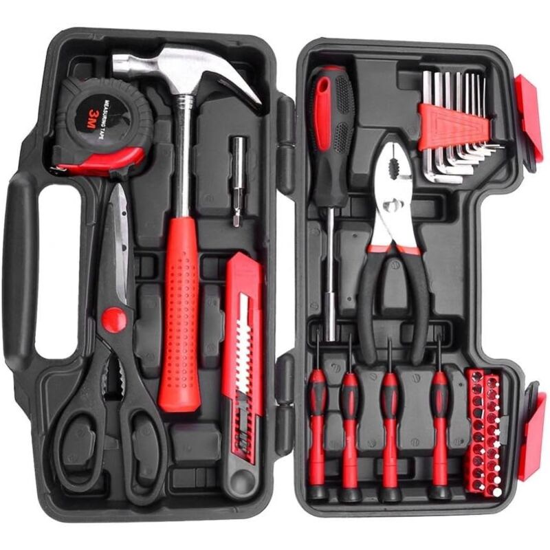 foto del prodotto zvd set di utensili manuali fai da te da 39 pezzi con scatola portaoggetti strumenti meccanici per riparazioni domestiche quotidiane