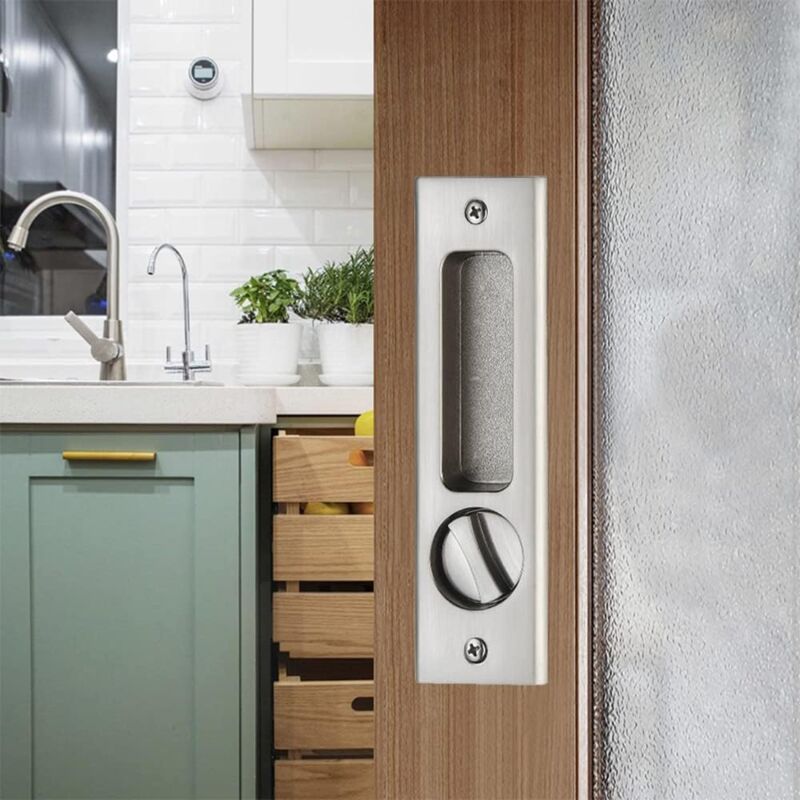 foto del prodotto zvd set maniglia scorrevole a mortaio serratura per porta con chiave da 160 mm, colore argento