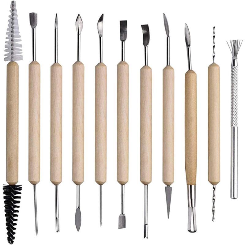 foto del prodotto zvd set of 11 polymer clay tools for adults pottery and clay sculpting tools wood sculpting tools tools