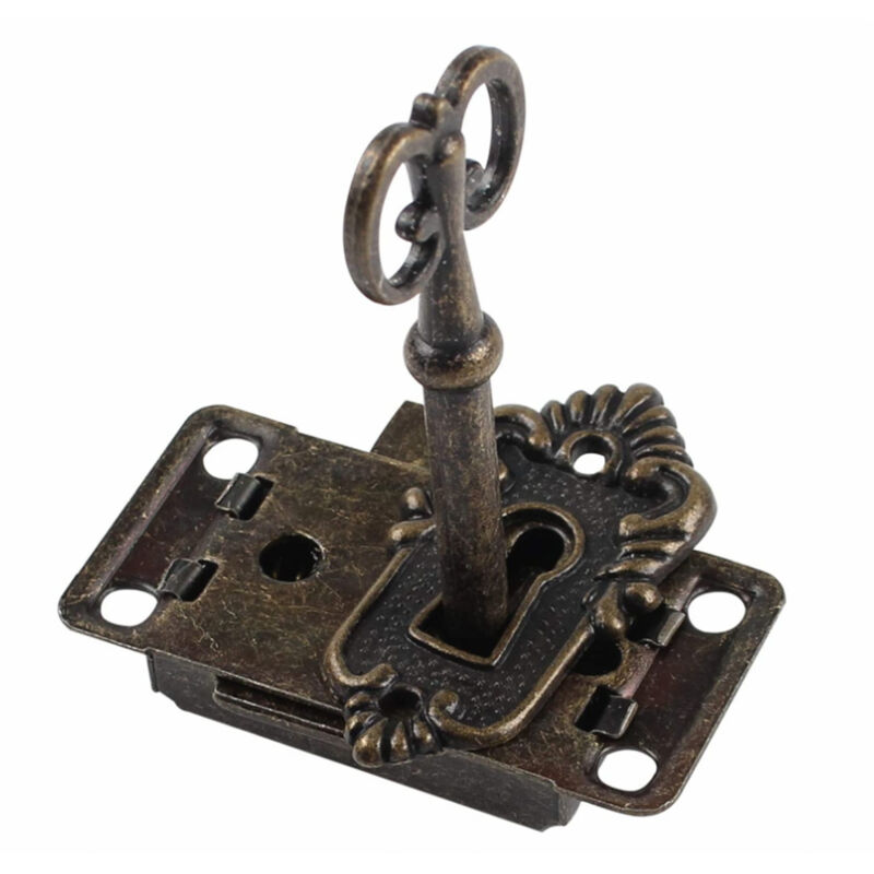 foto del prodotto zvd set of 2 zinc alloy drawer lock classic vintage cabinet door lock decorative lock cabinet lock antique lock jewelry cabinet lock with key