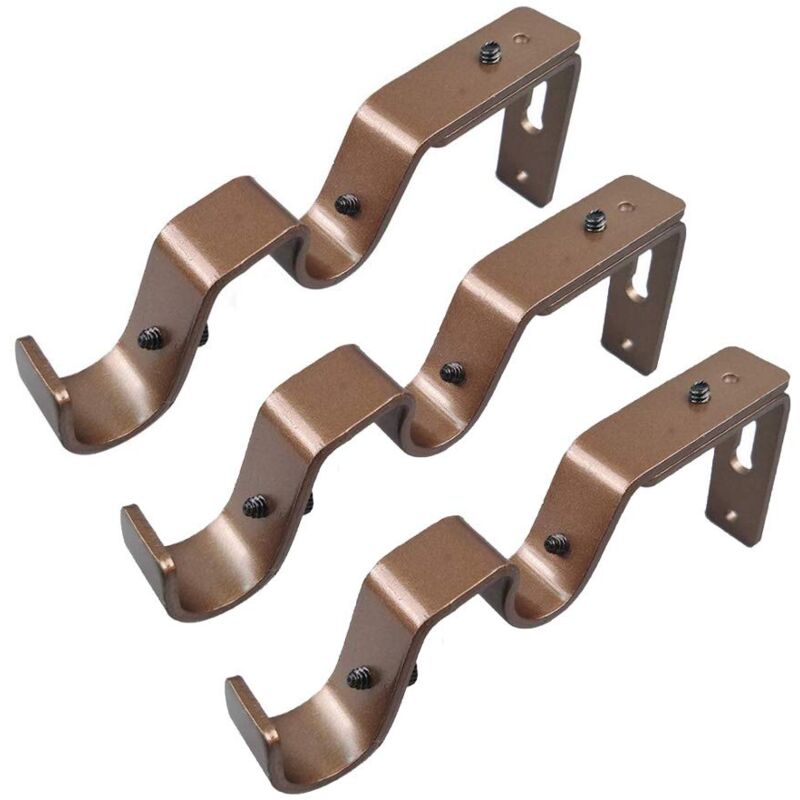 foto del prodotto zvd set of 3 curtain rod brackets adjustable curtain rod base for 3 4 and 5 8 inch curtain rod silver brown 