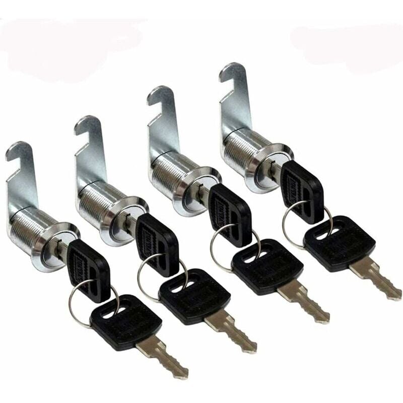 foto del prodotto zvd set of 4 cylinder camlock, cabinet door lock, cylinder cam camlock for mailbox drawer 25mm silver