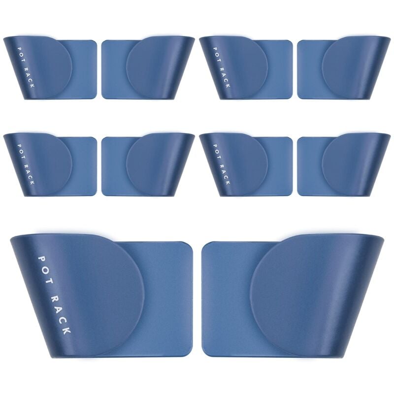 foto del prodotto zvd set of 5 pairs self adhesive lid holder, pot lid holder wall mount lid holder pot organizer for kitchen utensils blue 