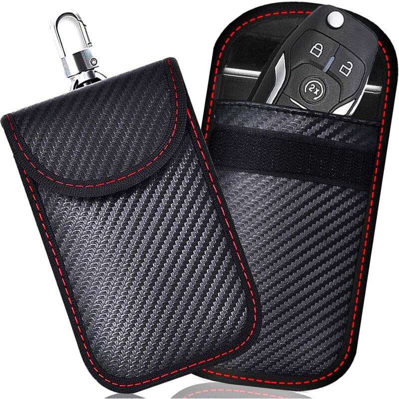 foto del prodotto zvd signal blocking faraday pouch bag, 2 pack rfid signal blocking pouches for car key, carbon fiber rfid protective case