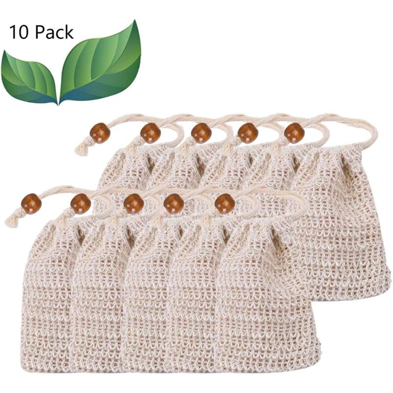 foto del prodotto zvd sisal soap bags 10 natural soap sachets with foaming soap storage pocket for foaming, drying, exfoliating, massage soap