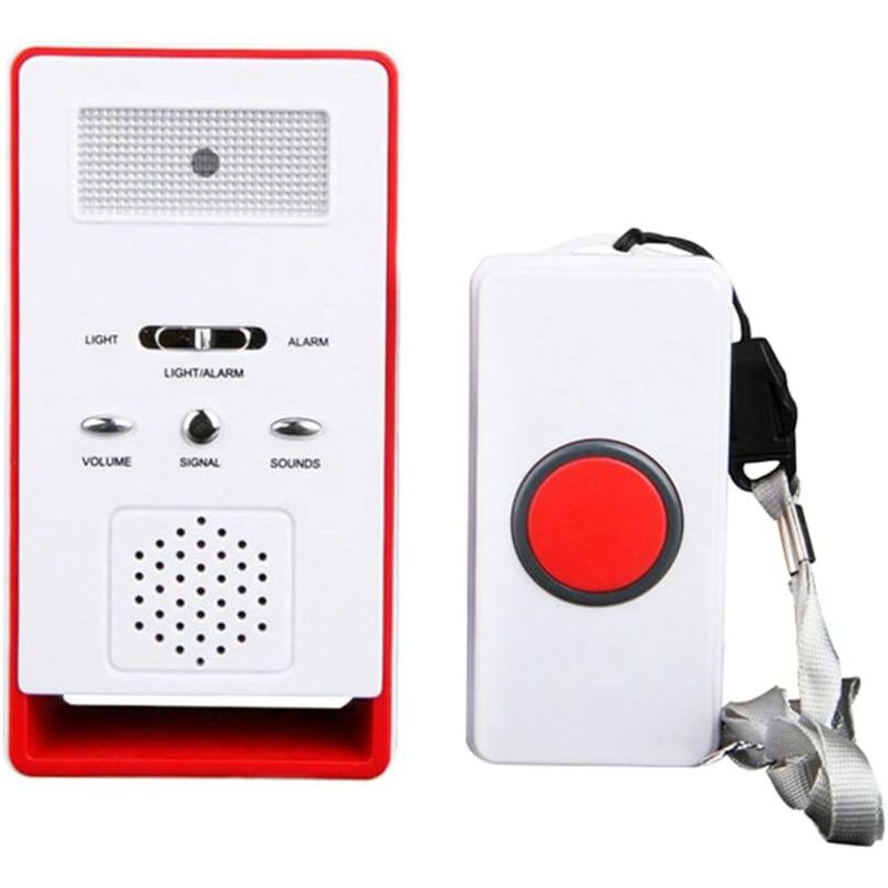 foto del prodotto zvd sistema di allarme wireless per anziani, allarme domestico con cercapersone rosso 