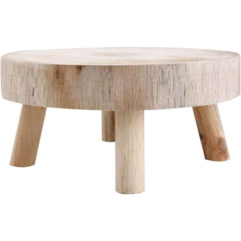 foto del prodotto zvd small round wooden flower pot holder indoor outdoor rustic decoration wood color m 