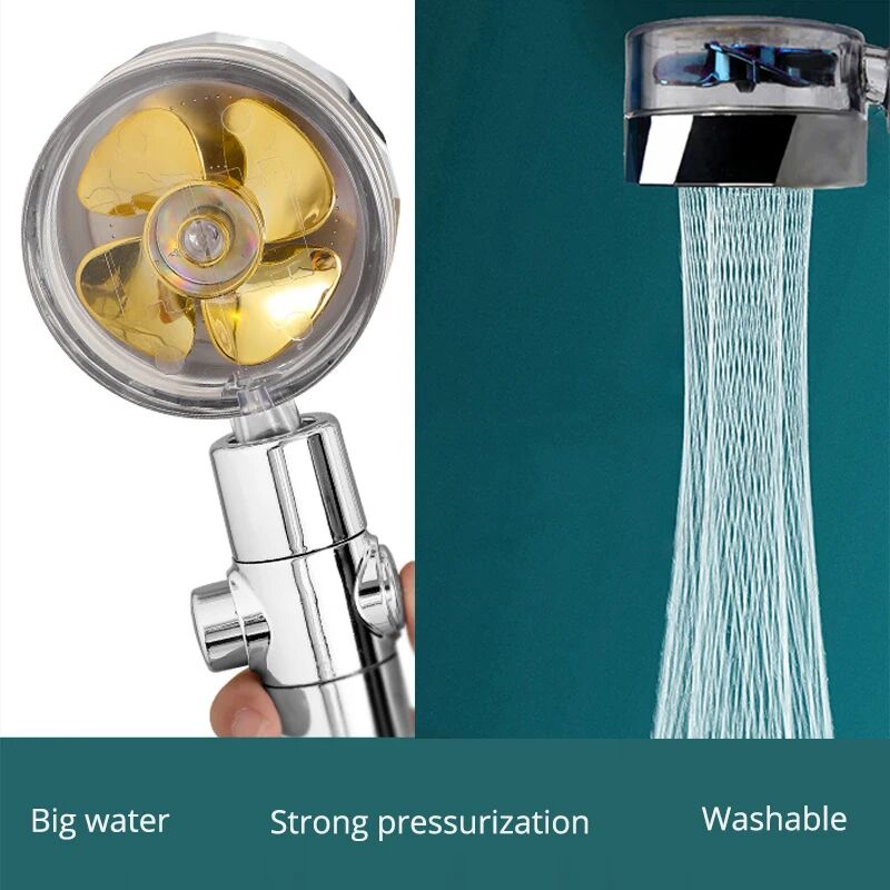 foto del prodotto zvd soffione doccia a risparmio di acqua calda e fredda rotazione a 360 gradi, con piccola ventola alta pressione