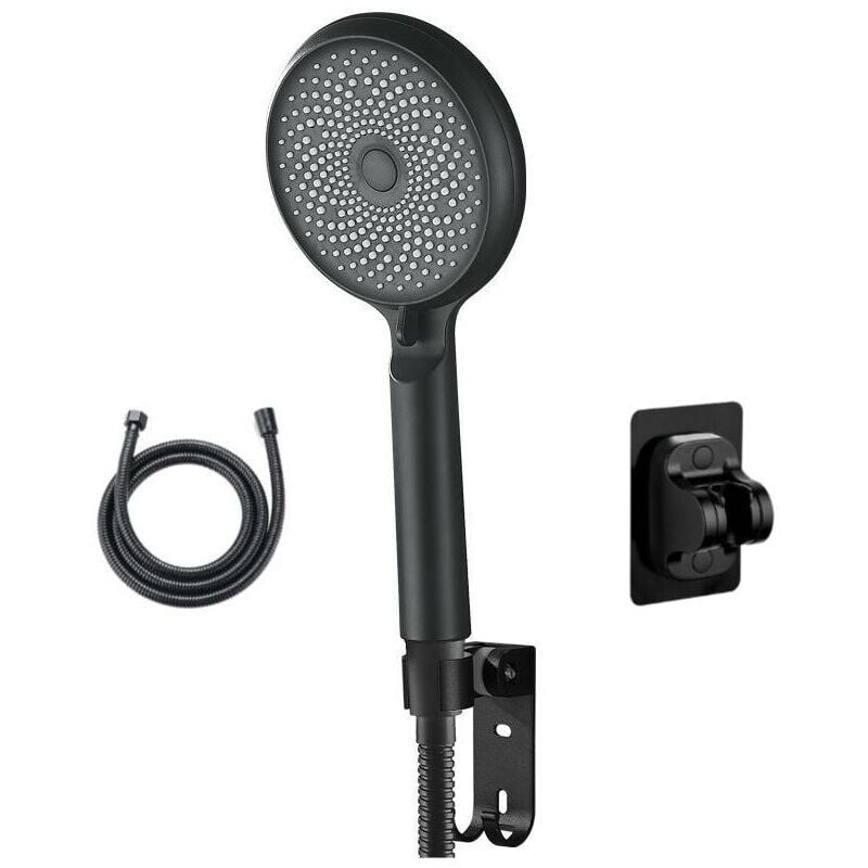 foto del prodotto zvd soffione doccia pressurizzato con 324 fori interfaccia universale con supporto e tubo flessibile da 1,5 m colore nero