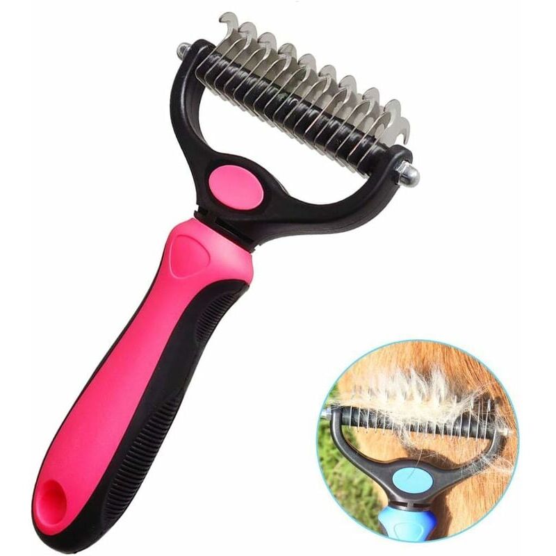 foto del prodotto zvd spazzola per la toelettatura dei cani a doppia faccia 17 9 denti per la rimozione dei peli corti o lunghi