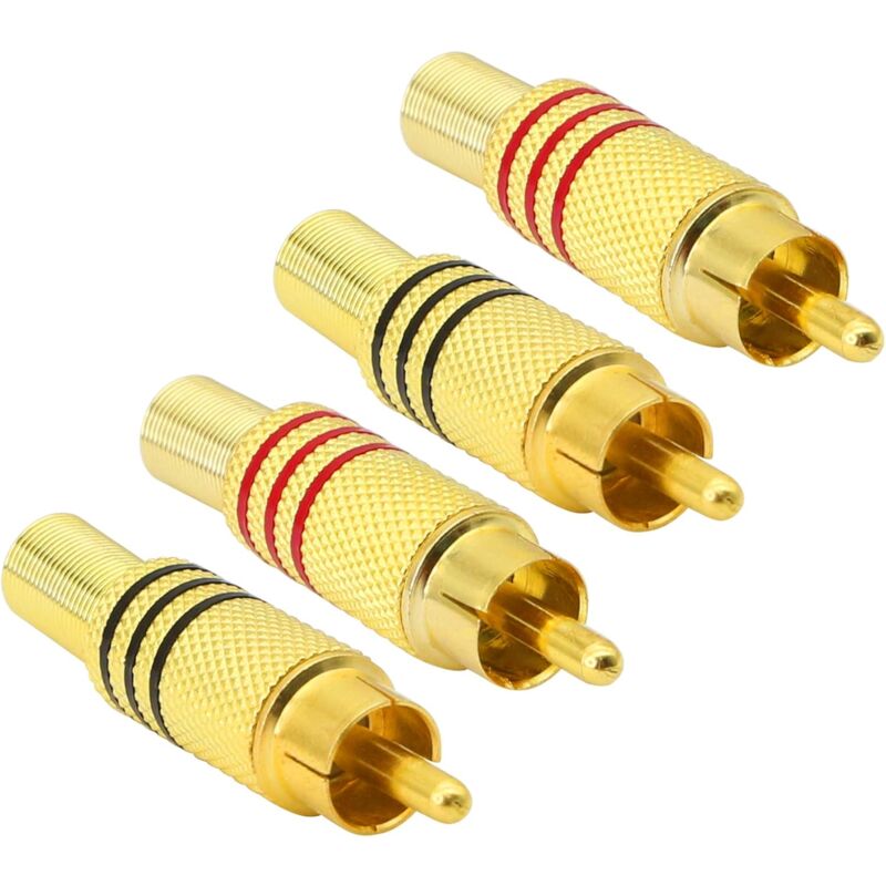 foto del prodotto zvd spina audio rca adattatore audio coassiale senza saldatura, maschio placcato in oro con molla confezione da 4 