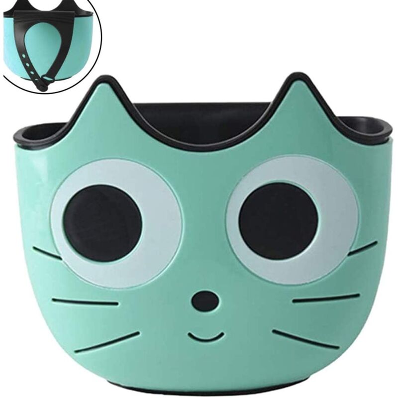 foto del prodotto zvd sponge holder, hanging sink basket, hanging baskets drainer rack hanging basket green cartoon cat pattern plastic sink organizer for kitchen