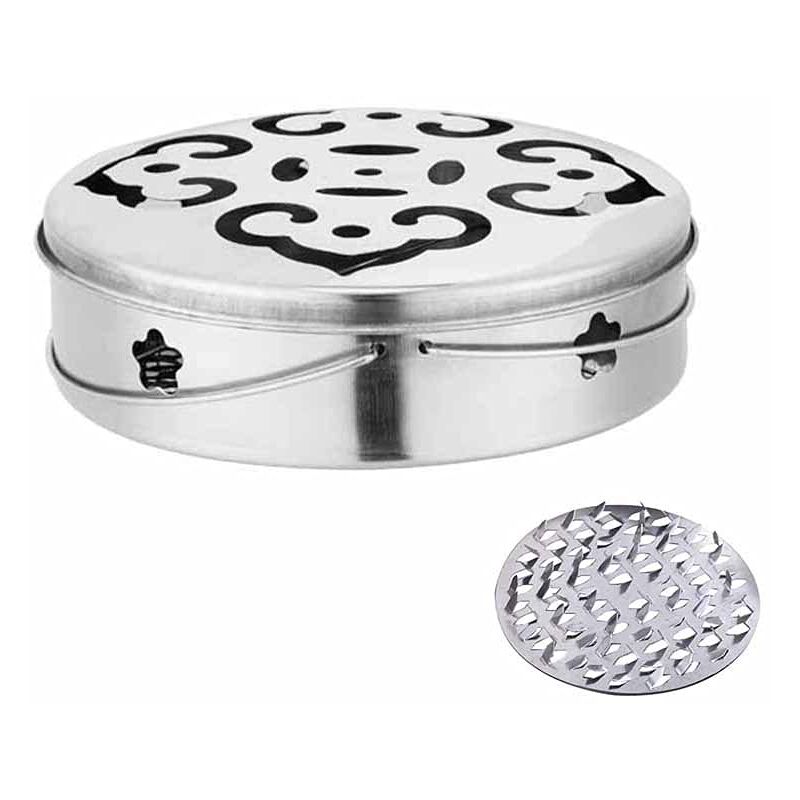 foto del prodotto zvd stainless steel mosquito coil holder, mosquito coil holder incense holder with lid and handle, retro container metal holder for mosquito coil