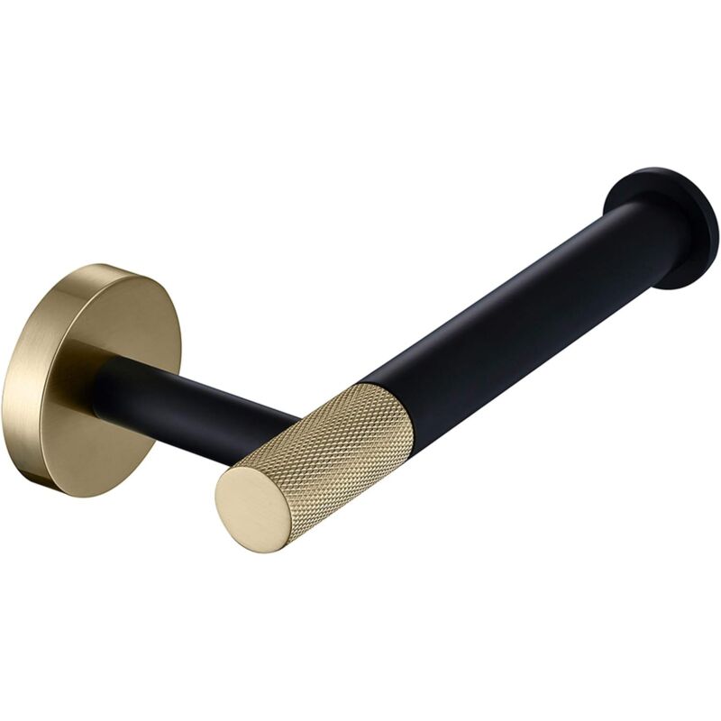 foto del prodotto zvd stainless steel toilet paper holder wall mounted paper holder brushed gold and matte black toilet roll holder