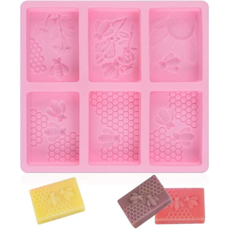 foto del prodotto zvd stampi in silicone 3d a forma di ape per lavori artigianali fatti in casa quadrati, rosa