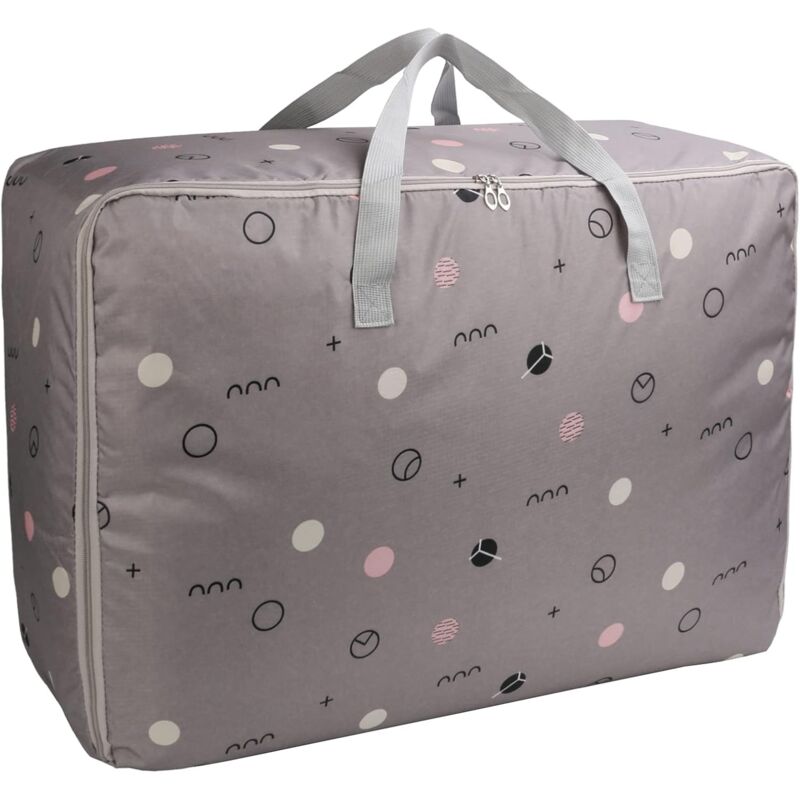 foto del prodotto zvd storage bag, oversized thickened waterproof bed bottom storage bag storage bag for quilt quilt blanket pillow toy clothes gray circle 