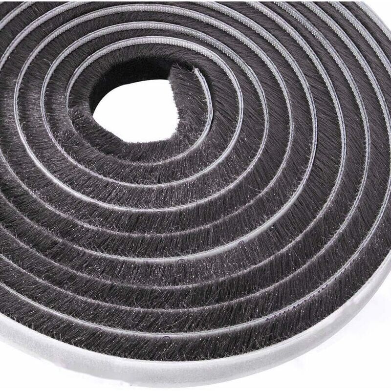 foto del prodotto zvd striscia adesiva a spazzola da 10 m antivento e antipolvere per finestre e porte mobili 9 mm x 9 mm, nero 