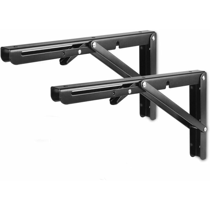 foto del prodotto zvd supporto per mensola pieghevole da parete confezione da 2 supporti per mensole pieghevoli, carico massimo 50 kg, 30 cm x 15 cm, nero