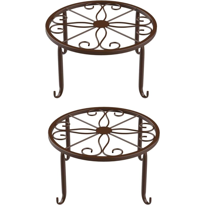 foto del prodotto zvd supporto per vasi di fiori in metallo set di 2 supporti per piante, treppiede in metallo per piante, adatto per uffici e balconi, bronzo