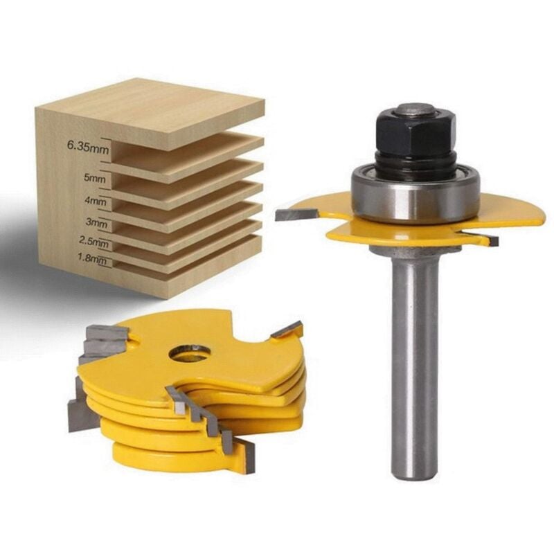 foto del prodotto zvd tagliabiscotti regolabile set da 6 pezzi con fessura da 8 mm e profondit di taglio da 1 2 pollice per fresatrice per legno