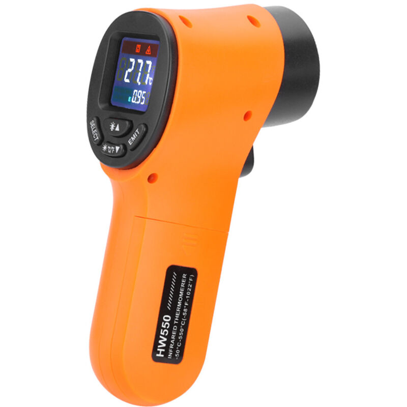 foto del prodotto zvd termometro digitale industriale portatile senza contatto da 50 c a 550 c, arancione