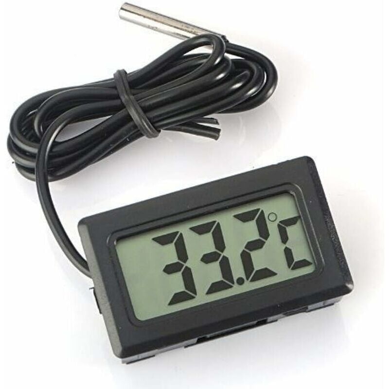 foto del prodotto zvd termometro digitale lcd con sonda esterna impermeabile frigorifero congelatore, acquario nero, 4,8 2,8 1,5 cm cavo 1 m 