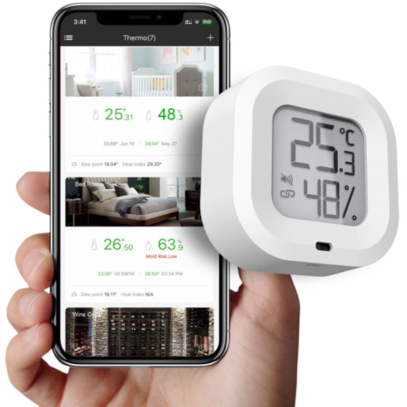 foto del prodotto zvd termometro igrometro bluetooth sensore wireless con allarme