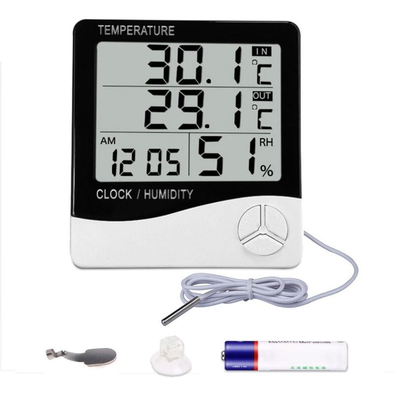 foto del prodotto zvd termometro igrometro digitale monitor di umidit e temperatura interna ed esterna display lcd batteria inclusa