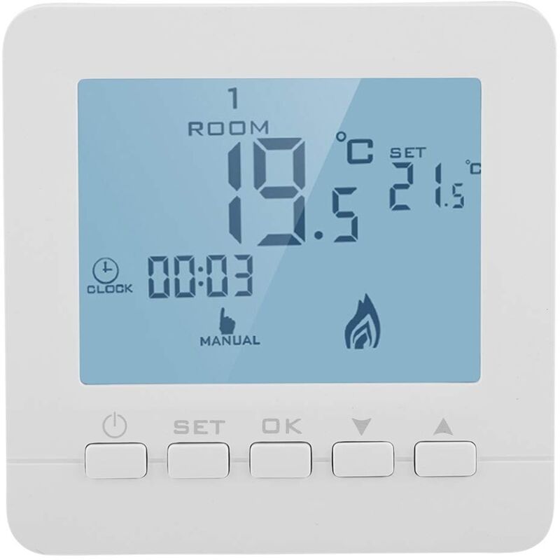foto del prodotto zvd termostato di riscaldamento intelligente con display lcd, regolatore di temperatura ambiente programmabile, bianco