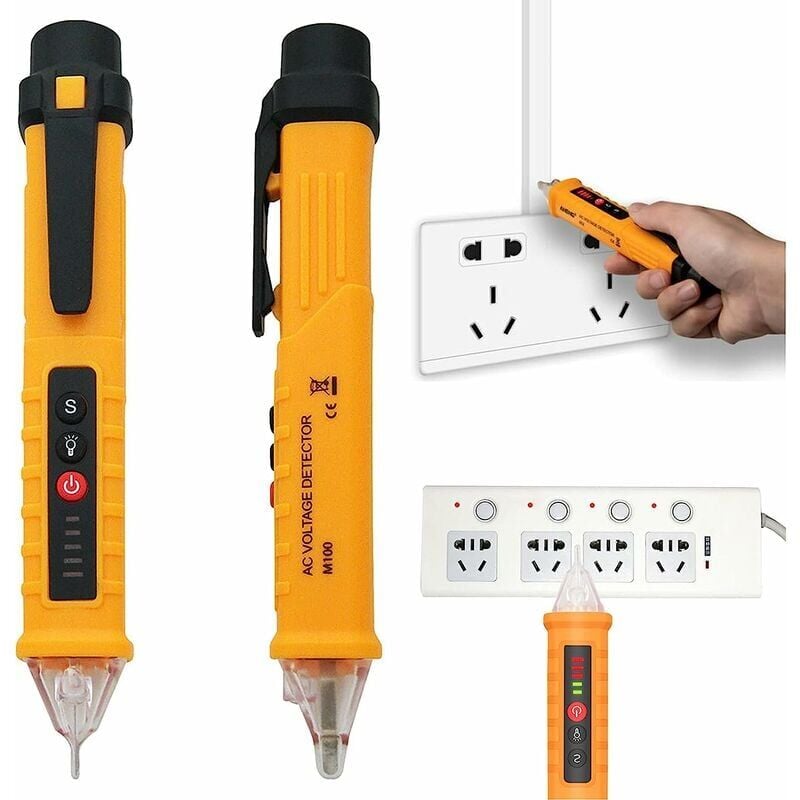 foto del prodotto zvd tester di tensione ac 12 1000v sensibilit regolabile con torcia e allarme acustico rilevatore di tensione