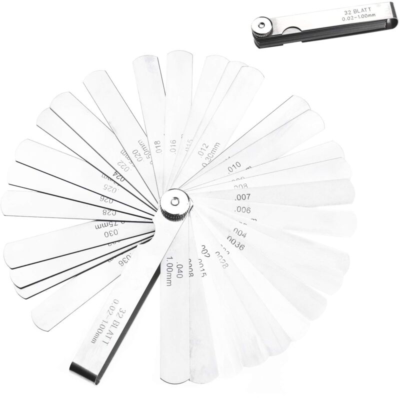 foto del prodotto zvd thickness gauge measuring inch metric and imperial mm inch 32 blades sheet professional measuring stainless steel filling tool