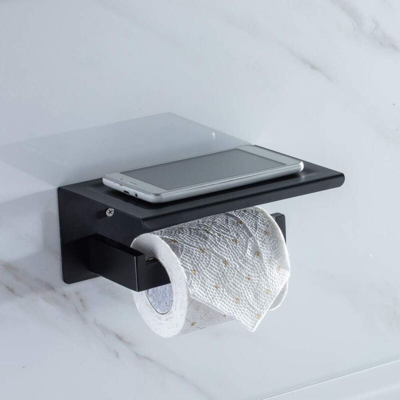 immagine 0 del prodotto zvd toilet paper holder roll holder toilet paper holder with shelf in ss304 stainless steel black invisible and solid fixing toilet accessories