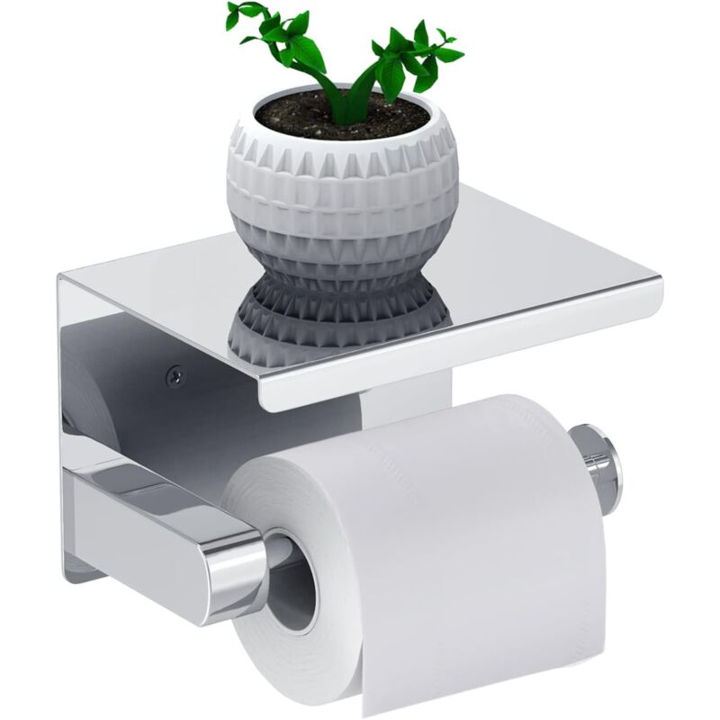 foto del prodotto zvd toilet paper holder, roll paper holder without drilling toilet paper holder, paper dispenser with shelf, sus 304 stainless steel, self adhesive