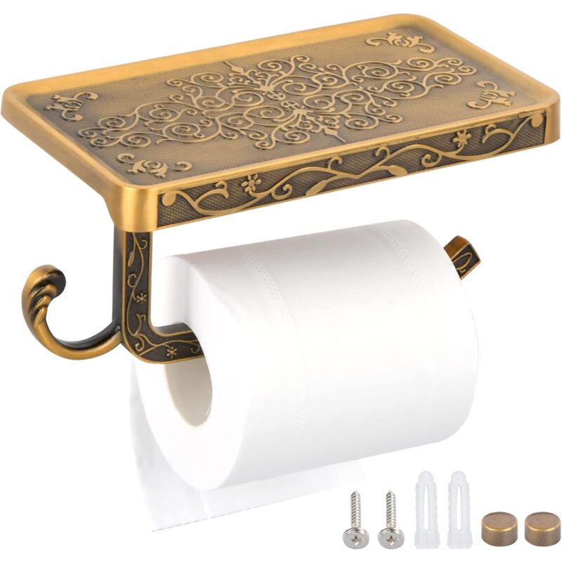 foto del prodotto zvd toilet paper holder wall mounted toilet paper holder with shelf for telephone toilet roll holder toilet paper holder retro vintage