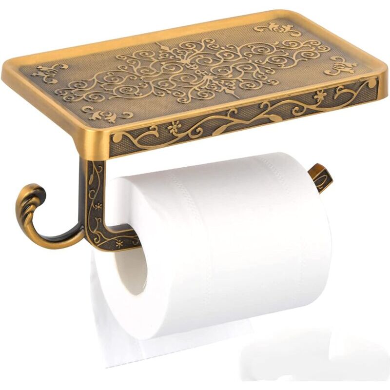 foto del prodotto zvd toilet paper holder wall mounted toilet paper holder with shelf for telephone toilet roll holder toilet paper holder retro vintage