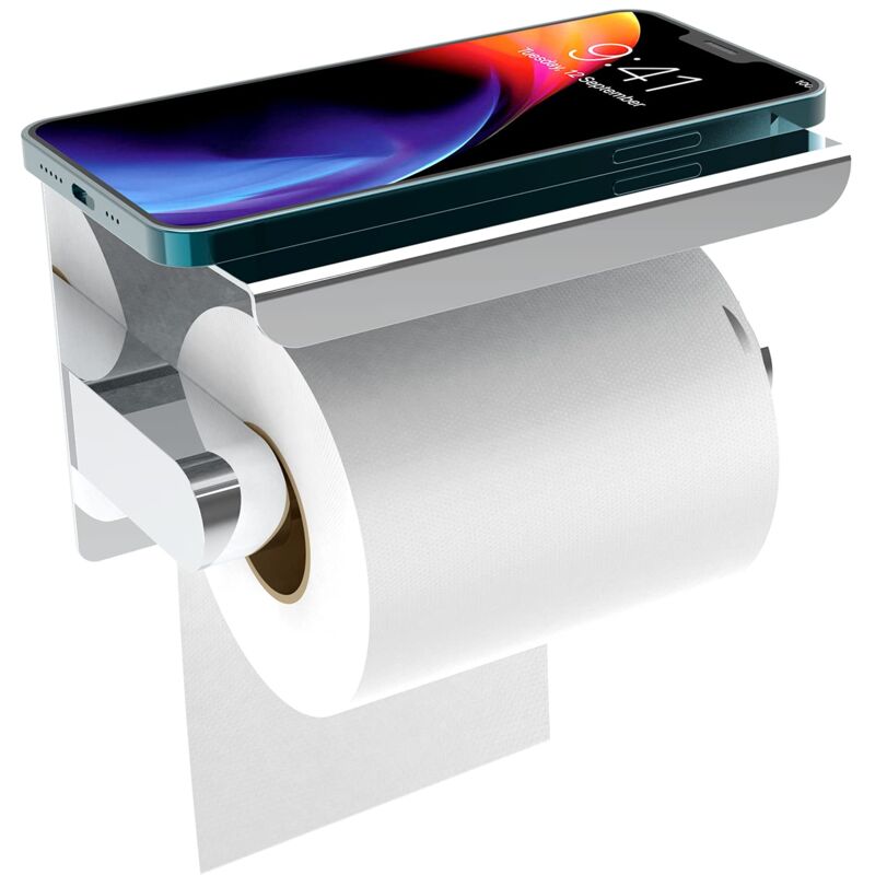 foto del prodotto zvd toilet paper holder with phone storage shelf punch free toilet paper and kitchen paper toilet paper holder