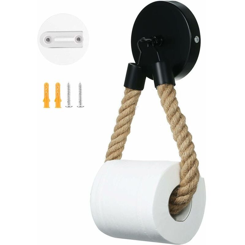 foto del prodotto zvd toilet paper holder without drilling, vintage toilet roll holder, matte black toilet paper holder for bathroom and wc