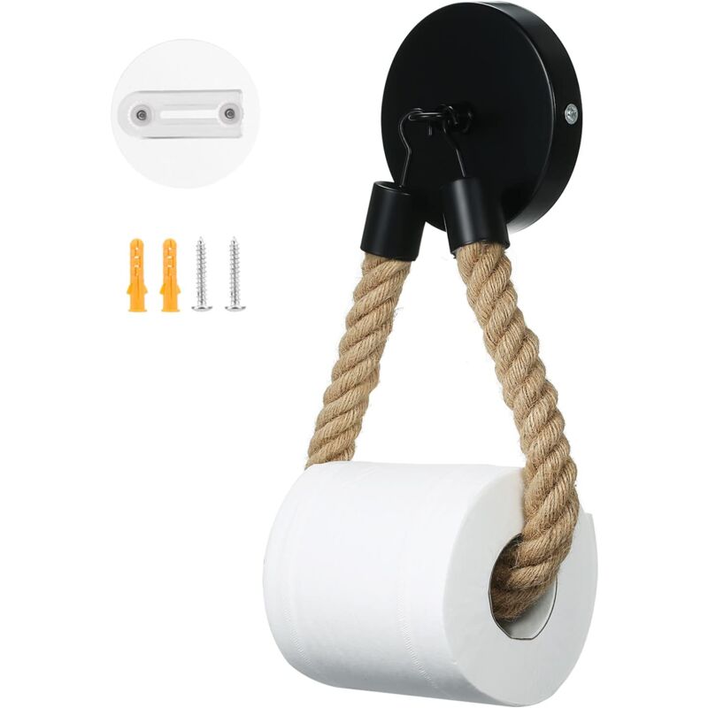 foto del prodotto zvd toilet paper holder without drilling, vintage toilet roll holder, matte black toilet paper holder for bathroom and wc